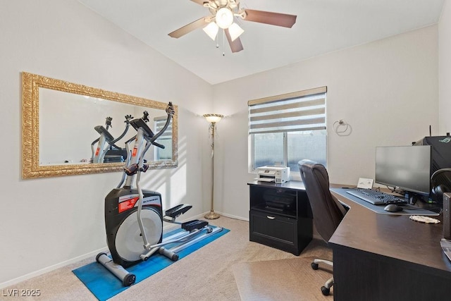 1079 Oak Shade Ln, Henderson, NV 89015 - home office featuring carpet floors, ceiling fan, and baseboards