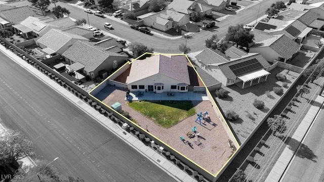 1079 Oak Shade Ln, Henderson, NV 89015 - aerial perspective of suburban area with property boundaries highlighted