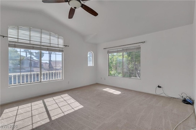 1717 Double Arch Ct, Las Vegas, NV 89128 - unfurnished room featuring vaulted ceiling, carpet, and a ceiling fan