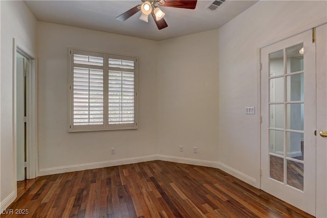 108 Broken Rock Dr, Henderson, NV 89074 - empty room with dark wood finished floors and a ceiling fan