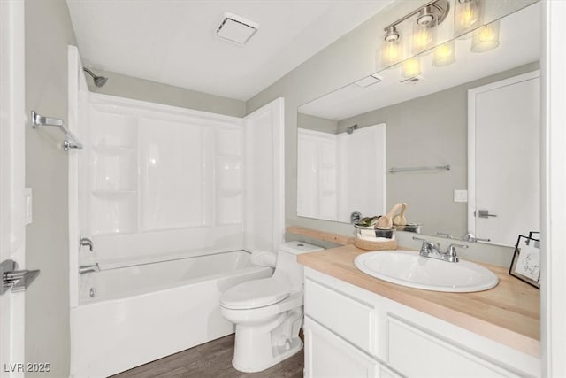 3053 Anchor Chain Dr, Las Vegas, NV 89128 - full bathroom with toilet, vanity, tub / shower combination, and wood finished floors