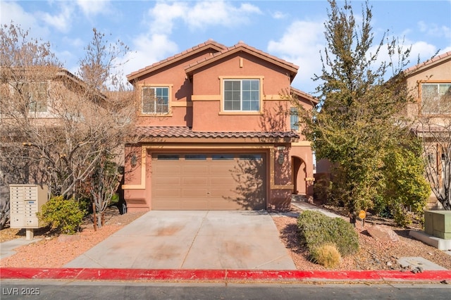 1512 Groom Ave, North Las Vegas, NV 89081 - view of front of property with a tile roof, stucco siding, concrete driveway, and an attached garage
