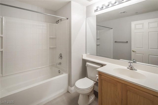 10291 Delta View Ct Unit 101, Las Vegas, NV 89129 - bathroom with bathtub / shower combination, toilet, vanity, and tile patterned flooring