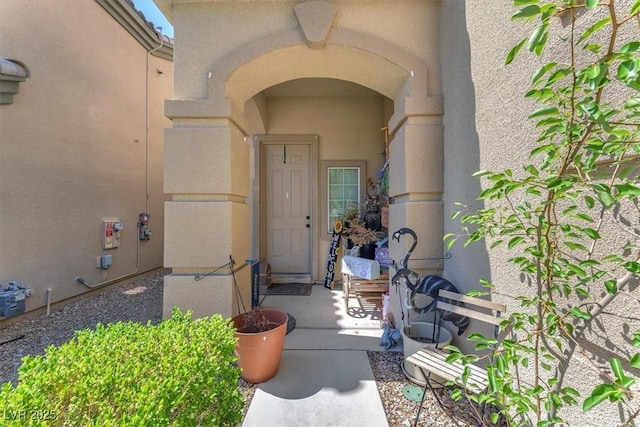 6247 Sugartree Ave, Las Vegas, NV 89141 - doorway to property with stucco siding
