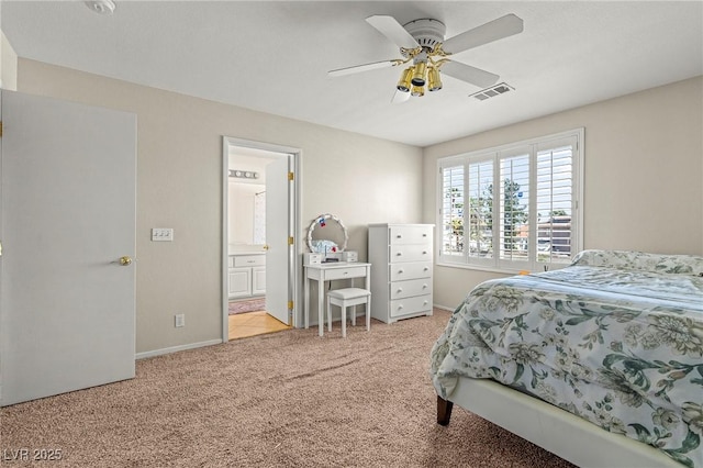 2080 Silver Breeze Ave, Las Vegas, NV 89183 - carpeted bedroom with ensuite bathroom, baseboards, and ceiling fan