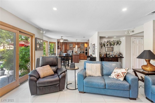 2222 Lucerne Ct, Henderson, NV 89014 - living area with ceiling fan, recessed lighting, and light tile patterned flooring