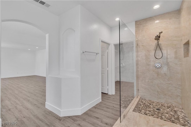 4016 Owlshead Mountain St, Las Vegas, NV 89129 - full bathroom with walk in shower, wood finished floors, recessed lighting, and baseboards