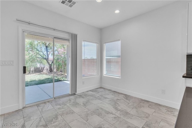 4016 Owlshead Mountain St, Las Vegas, NV 89129 - unfurnished dining area with baseboards, recessed lighting, and light marble finish flooring