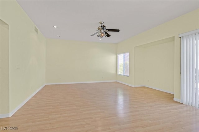 9746 Driftwood Island Ct, Las Vegas, NV 89148 - unfurnished room featuring a ceiling fan, light wood finished floors, baseboards, and recessed lighting
