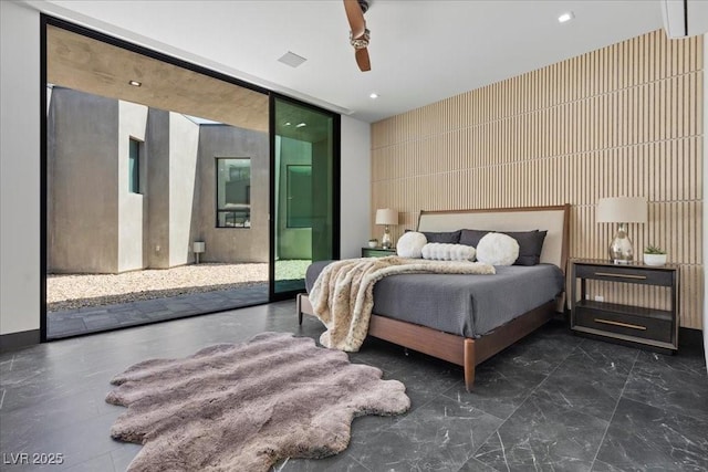 38 Skybird Ct, Las Vegas, NV 89135 - bedroom featuring access to exterior and a ceiling fan