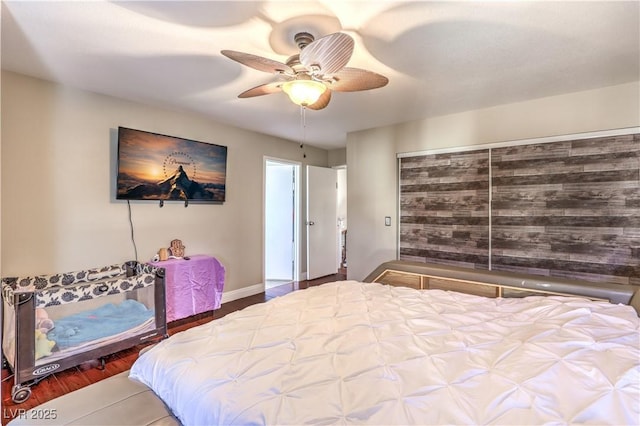 8932 Beach Front Dr, Las Vegas, NV 89117 - bedroom featuring wood finished floors and ceiling fan