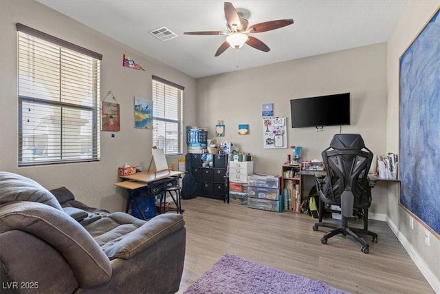 8925 Kenzie Cove St, Las Vegas, NV 89131 - office space with ceiling fan, wood finished floors, and baseboards