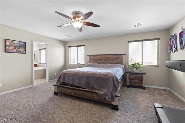 8925 Kenzie Cove St, Las Vegas, NV 89131 - bedroom featuring carpet, baseboards, ensuite bathroom, and a ceiling fan