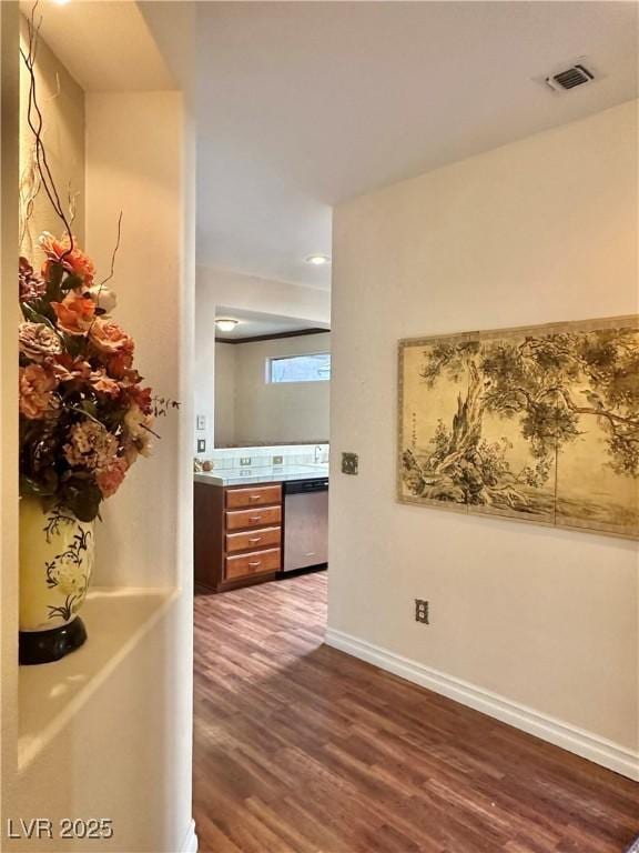2138 Grand Traverse St, Henderson, NV 89052 - hall with dark wood-style flooring, baseboards, and recessed lighting