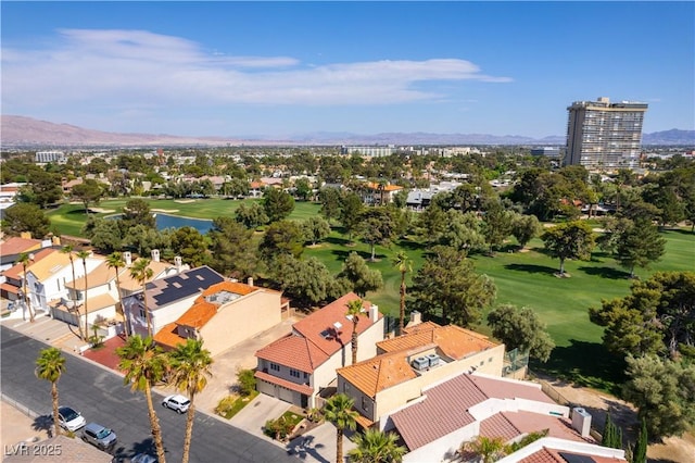 2845 Queens Courtyard Dr, Las Vegas, NV 89109 - aerial view of residential area with a golf club and a water and mountain view