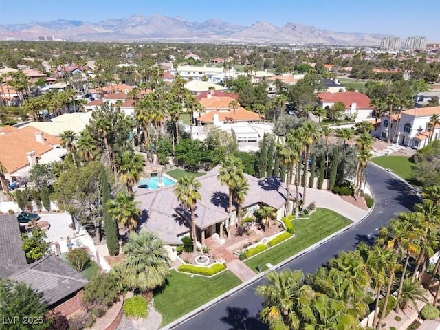 1813 Skyline Dr, Las Vegas, NV 89117 - aerial view of property's location featuring a mountainous background and nearby suburban area