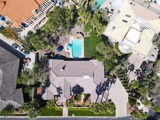 1813 Skyline Dr, Las Vegas, NV 89117 - aerial overview of property's location featuring a pool area