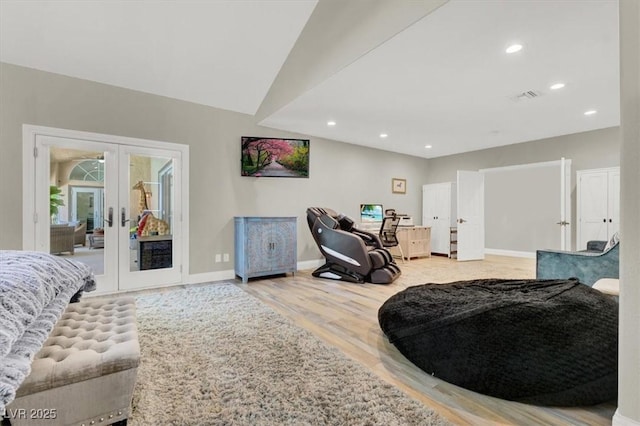 1813 Skyline Dr, Las Vegas, NV 89117 - living room with french doors, wood finished floors, recessed lighting, and baseboards