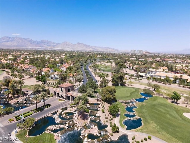 1813 Skyline Dr, Las Vegas, NV 89117 - aerial view of property and surrounding area with a water and mountain view, a local golf course, and nearby suburban area