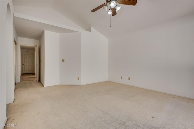 2904 Channel Bay Dr, Las Vegas, NV 89128 - spare room featuring light carpet, ceiling fan, and lofted ceiling