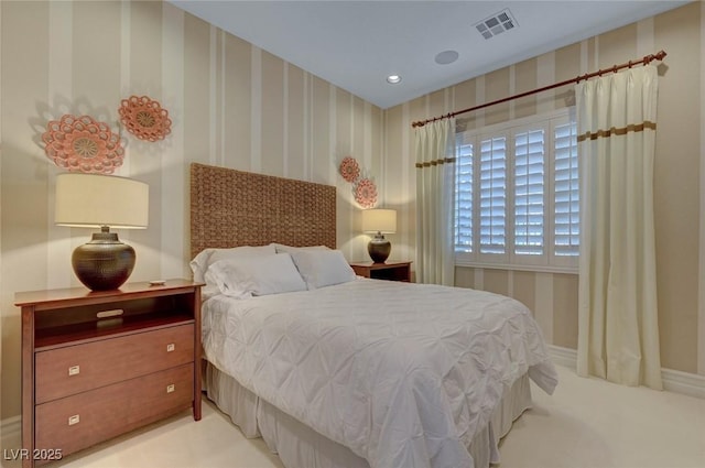 748 Puerto Real Ct, Las Vegas, NV 89138 - bedroom with baseboards, wallpapered walls, carpet, and recessed lighting