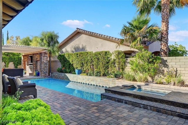 748 Puerto Real Ct, Las Vegas, NV 89138 - view of swimming pool with an in-ground hot tub, a pergola, and a fenced backyard