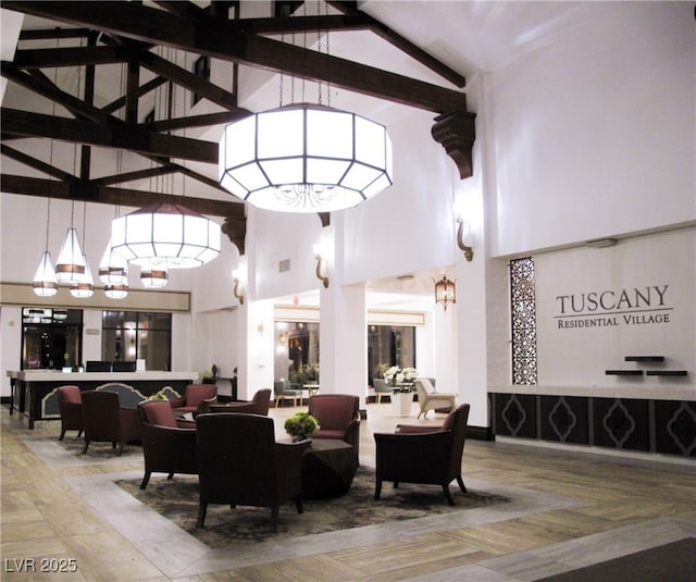 589 Via Paladini, Henderson, NV 89011 - lobby with high vaulted ceiling and beam ceiling