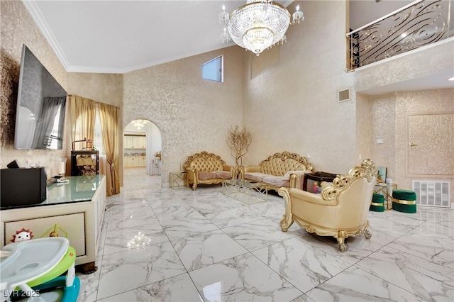 2131 Diamond Bar Dr, Las Vegas, NV 89117 - building lobby featuring a towering ceiling and crown molding