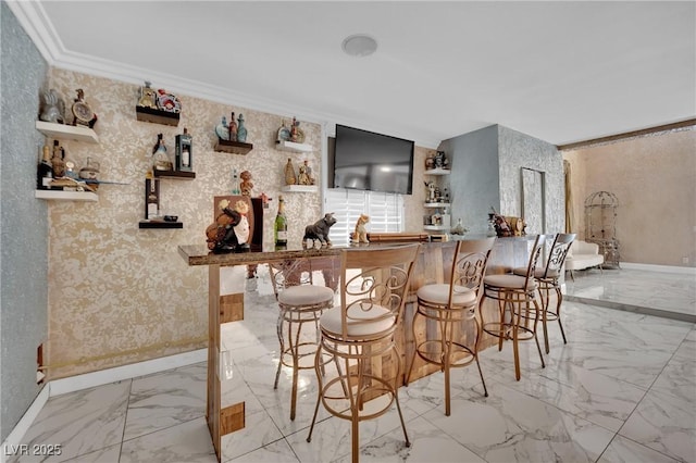 2131 Diamond Bar Dr, Las Vegas, NV 89117 - indoor wet bar featuring marble finish flooring and baseboards