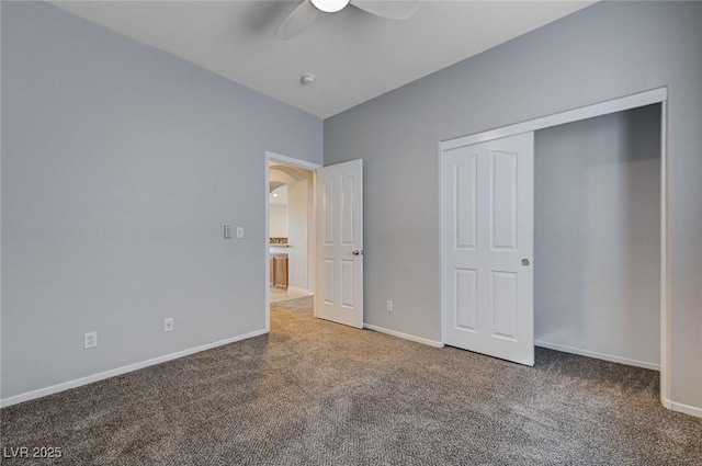 10518 Santerno St, Las Vegas, NV 89141 - unfurnished bedroom featuring carpet flooring, baseboards, a closet, and a ceiling fan