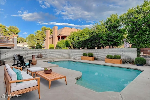 945 Vegas Valley Dr, Las Vegas, NV 89109 - view of pool with an outdoor hangout area, a fenced backyard, and a patio area