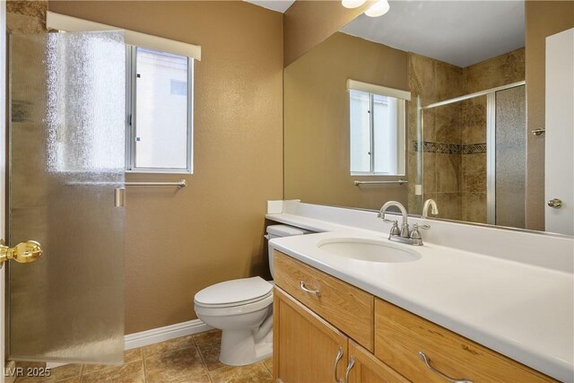 3331 Cheltenham St, Las Vegas, NV 89129 - full bath featuring vanity, a shower stall, toilet, and tile patterned floors