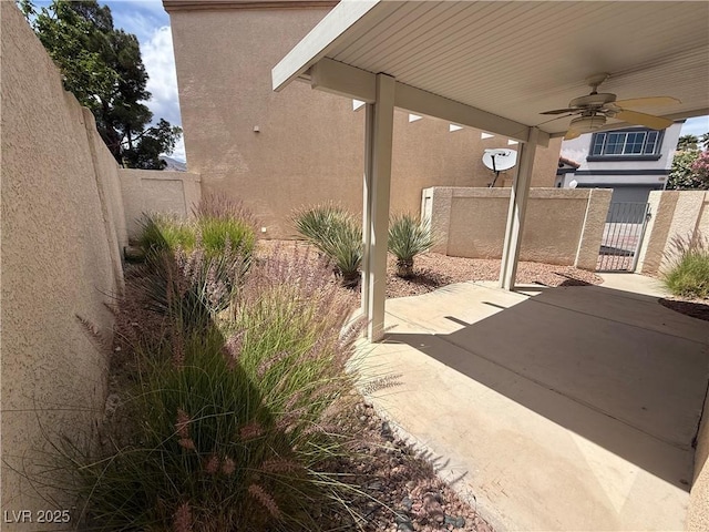 3331 Cheltenham St, Las Vegas, NV 89129 - view of patio / terrace featuring ceiling fan and a gate