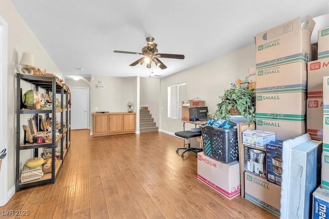 7852 Running Doe Ct, Las Vegas, NV 89149 - office space with a ceiling fan, wood finished floors, and baseboards