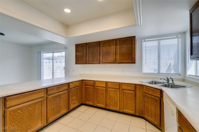 2116 Cameron St, Las Vegas, NV 89102 - kitchen featuring a sink, plenty of natural light, light countertops, white dishwasher, and recessed lighting