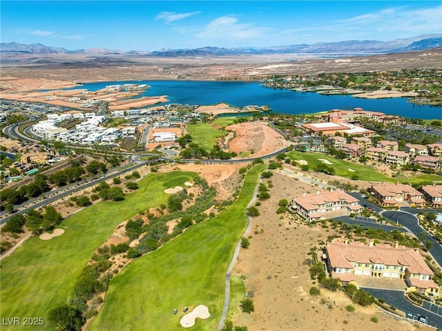 30 Via Vasari Unit 103, Henderson, NV 89011 - aerial overview of property's location with a water and mountain view, nearby suburban area, and a local golf course