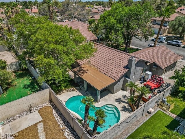 6436 Vinecrest Ave, Las Vegas, NV 89108 - aerial perspective of suburban area featuring a pool area
