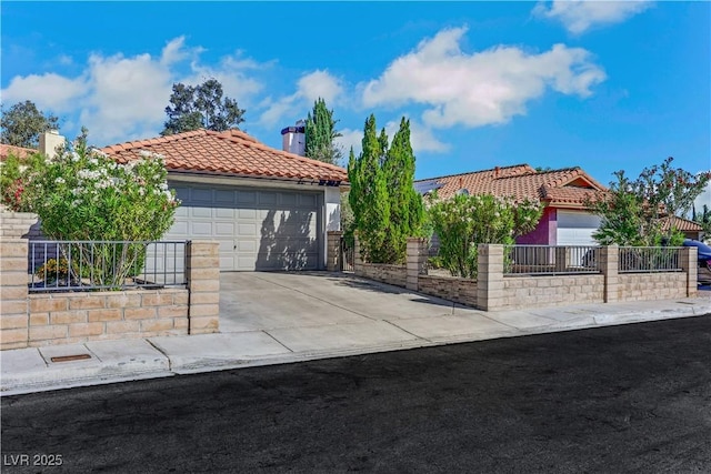 4629 Denwood Dr, Las Vegas, NV 89147 - mediterranean / spanish house featuring a tiled roof, a garage, stucco siding, and concrete driveway