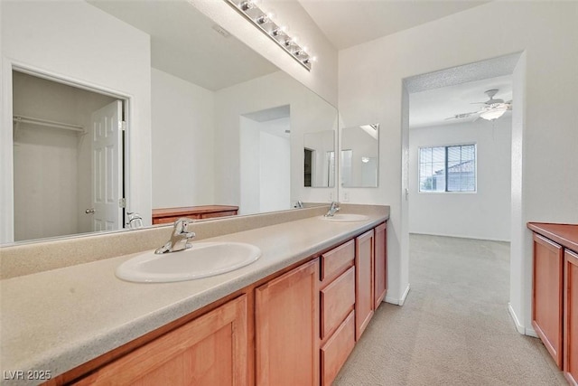 10162 Sunshine Village Pl, Las Vegas, NV 89183 - full bath featuring double vanity, baseboards, and a ceiling fan