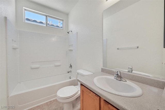 10162 Sunshine Village Pl, Las Vegas, NV 89183 - full bathroom featuring vanity, toilet, tub / shower combination, and tile patterned flooring