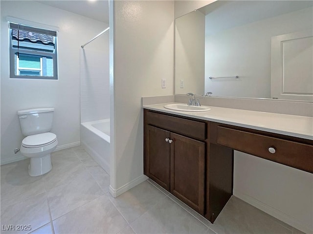6918 Dandelion Park Ave, Las Vegas, NV 89113 - bathroom featuring vanity, toilet, shower / bathtub combination, baseboards, and tile patterned floors
