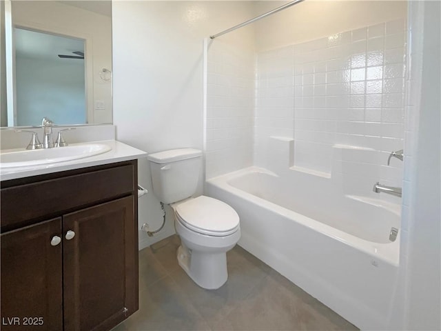 6918 Dandelion Park Ave, Las Vegas, NV 89113 - bathroom featuring toilet, vanity, tub / shower combination, tile patterned floors, and baseboards