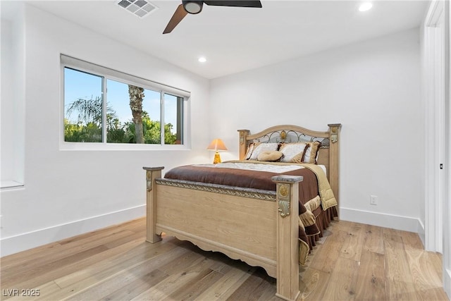 2309 Prometheus Ct, Henderson, NV 89074 - bedroom featuring baseboards, light wood-style floors, recessed lighting, and a ceiling fan