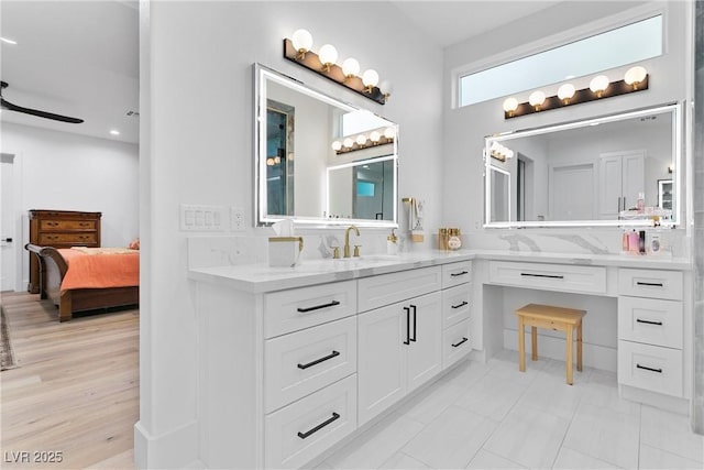 2309 Prometheus Ct, Henderson, NV 89074 - full bathroom with ensuite bath, vanity, a ceiling fan, and recessed lighting