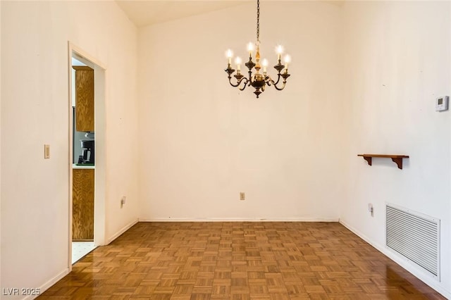 3104 Hayden Ct, Las Vegas, NV 89134 - unfurnished dining area with a chandelier and baseboards