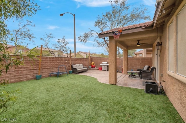 7937 Granite Walk Ave, Las Vegas, NV 89178 - view of yard with ceiling fan and a patio