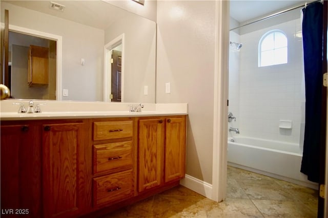 9144 Clear Sky Ave, Las Vegas, NV 89178 - full bath with double vanity and shower / tub combo with curtain