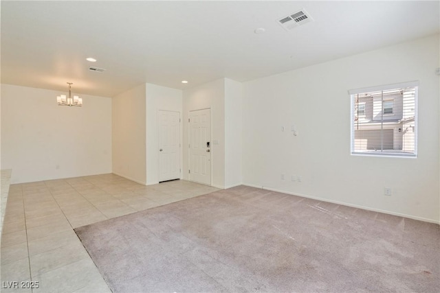 4566 Mansart Ct Unit 1104, North Las Vegas, NV 89031 - tiled spare room featuring a chandelier, recessed lighting, and baseboards
