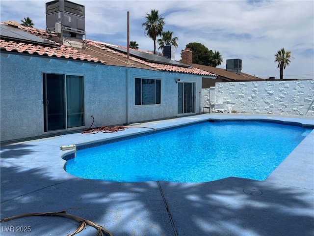 6191 Bullion Blvd, Las Vegas, NV 89103 - swimming pool with cooling unit, a patio area, and a fenced backyard