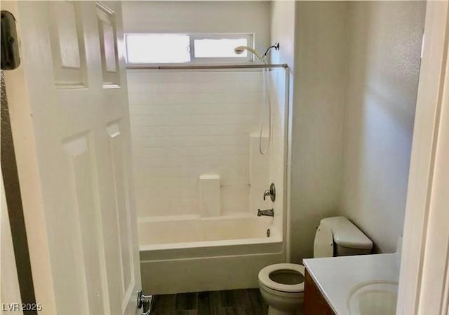 224 Wicked Wedge Way, Las Vegas, NV 89148 - full bathroom with vanity, toilet,  shower combination, and wood finished floors
